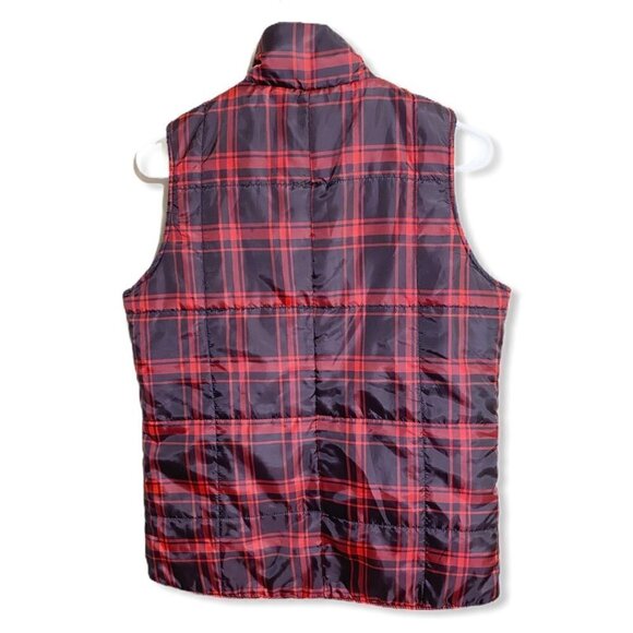 Buffalo Plaid Womens Vest Red and Black Snap Front Size Large - Picture 4 of 6